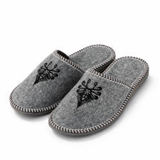 Zapatillas de fieltro gris polacas Parzenica bordadas para mujer Reino Unido 4-7