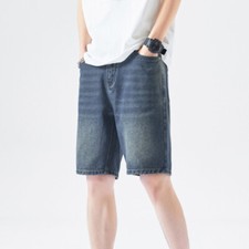Pantalones Cortos Para Hombres Denim Ajustados Jeans Pierna Recta Medio Pantalones Senderismo Verano Moda Diaria