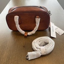 Bolso de hombro o de mano convertible de cuero genuino Heshe nuevo con etiquetas