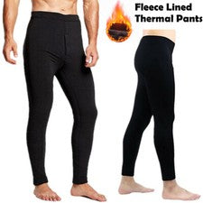 Invierno Para Hombres Forrado de Vellón Elástico Cálido Térmico Largo Johns Leggings Ropa Interior Pantalones