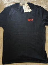 Camiseta Comme des Garcons Play Negra Doble Corazón Logo Para Hombre Manga Corta Talla M