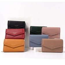 Cartera de cuero plegable para mujer Bolso sin asas Ranura para tarjetas múltiples Bolso para tarjetas de identificación
