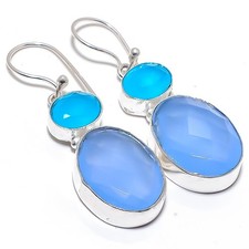 Pendiente de joyería de plata esterlina 925 hecho a mano con piedras preciosa...