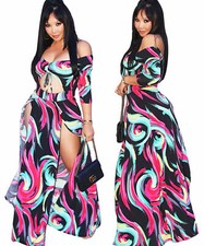 Sexy Hermoso Maxi Vestido Para Mujer Estampado en Color Mármol Malla Recortado