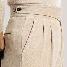 Pantalones formales de pana para hombre Pantalones de cintura alta Informales Pantalones rectos Pantalones de oficina