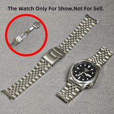 Pulsera con extremo curvo hueco para Seiko SRPE53 20mm Silver Jubilee WatchBand