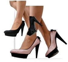 Mujer Plataforma Tacones Altos Zapatos de Corte Negro Rosa Brillo Stiletto Tallas de Fiesta