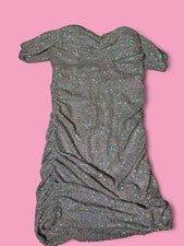 Vestido de moda Nova para mujer rosa acanalado lentejuelas fuera del hombro mediano nuevo con etiquetas