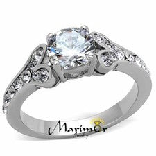 Anillo de compromiso de acero inoxidable 1,82 quilates circonita cúbica 316 para mujer talla 5-10