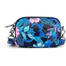 Bolso Bandolera Convertible Lug Coupe SE NUEVO SIN ETIQUETAS Resort Hawaiano Floral Negro