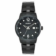 Reloj Elgin FG7084 Hombre NEGRO Acero Inoxidable con Acentos de Piedra