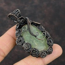 Musgo Prehnita Joyería Cobre Regalo Para Mamá Alambre Envuelto Flor Colgante 2.76"