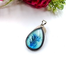Colgante de joyería de plata de ley 925 hecho a mano con piedras preciosas de ágata dendrítica talla 1,75"