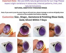 Anillo chapado en plata 925 acabado amatista natural para hombre y mujer joyería regalo