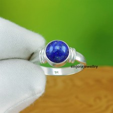 Anillo de regalo hecho a mano con piedras preciosas de lapislázuli de plata de ley 925 talla 5 a 13 de EE. UU.
