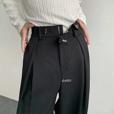 Hombres Moda Social Hombres Pantalones de vestir Pantalones de gran tamaño Pierna ancha Hombres Pantalones formales
