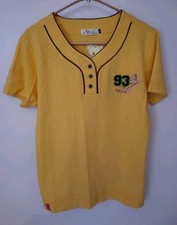 NUEVO CON ETIQUETAS Camiseta Mujer Amarilla Shier Shao Manga S Estilo Béisbol Talla 5 M-L 12-14