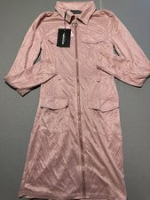 Vestido Pretty Little Thing para mujer manga larga cremallera, bolsillos delanteros talla pequeña