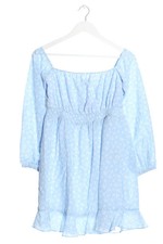 Vestido NA-KD Empire estampado floral línea A azul y blanco talla 40