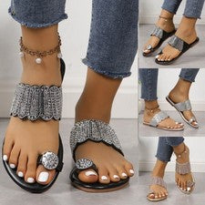 Sandalias de verano para mujer Chanclas con puntera Damas Playa Vacaciones Pisos Zapatos cómodos