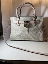Bolso Bandolera Michael Kors Hamilton Mediano Logotipo Polvo Rubor Rosa Blanco