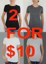 2 por $10 Camisetas Calidad Mujer Moda Carbón Negro Gris Blanco S, M, L, XL