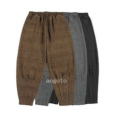 Pantalones lápiz de lana estilo chino para hombre plisados monje informales con bandas al tobillo talla