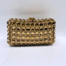Bolso de Cena con Incrustaciones de Diamante Cadena Bolso de Mujer Bolso de Mano Completo Diamante para Banquetes