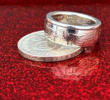 Anillo de Plata Hecho a Mano de una Moneda Original 1936/39 Tercer Reich - 5 Reichsmark