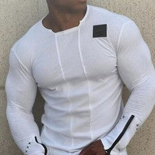 Camiseta De Mangas Largas Para Hombres Camisa Ajustada Moda Elegante Culturismo