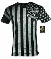 Camiseta ARCHAIC by AFFLICTION Para Hombre NACIÓN Alas Calavera Bandera de Estados Unidos Negra S-4XL $40