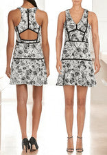 Vestido PARKER Corte Espalda Corredora Para Mujer Talla M Blanco Negro Floral Línea A Elegante Chica