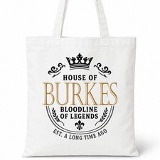 Bolso de Mano BURKES Family Surname House Of White Algodón