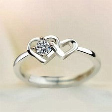 Anillo Ajustable Doble Corazón Vinculado 925 Astilla Esterlina Mujeres Niñas Joyería Reino Unido