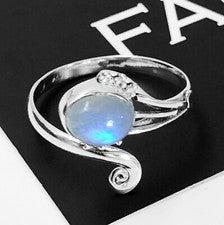 Anillo Ovalado Plata Esterlina 925 Piedra Lunar Damas Joyas Únicas Piedras Preciosas Regalo En Caja