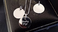 Collar Personalizado Plata de Ley 925 Pequeño Delicado Disco Grabado Dije Regalo