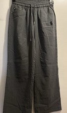 A & K Moda Mujer Gris Informal Pantalones 34" Cintura Elástico Cordón Bolsillos