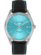 Jacques Lemans Derby 50-3S correa de cuero reloj para hombres 10ATM acero inoxidable, NUEVO