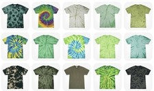 Camisa Tie Dye Verde Colortono Multi Estilo Niños Adultos S-5XL Algodón Araña Cristal