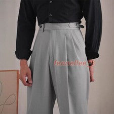 Pantalones de vestir rectos estilo italiano para hombre pantalones cintura alta formal fiesta informal