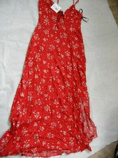 MISSGUIDED bonito maxi vestido de tirantes rojo estampado floral talla 36 o. 40 NUEVO
