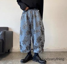 Pantalones holgados de lana sintética bordados sueltos estilo chino otoño invierno para hombre