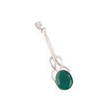 925 Plata Ovalada Natural Verde Ónix Hija Año Nuevo Cumpleaños Colgante Joyería