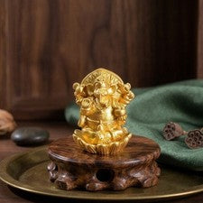 10 piezas Resina Elefante Dios Loto Oro Decoración 3.2 x 3.8 cm para Coche Para Uso Hágalo Usted Mismo