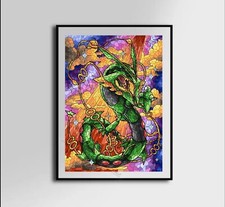 Póster de lienzo arte vitral Rayquaza arte de pared decoración del hogar