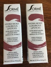 Lote de 2 Lápiz Labial Sorme Cosmetics Hydra Moist Lujoso 259 Vibraciones Maquillaje Nuevo en Caja