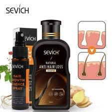 Champú para tratamiento de pérdida de cabello a base de hierbas naturales rápido crecimiento del cabello spray kit de cu