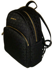 Mochila GRANDE para mujer MICHAEL KORS Abbey MK Signature negra jacquard logotipo dorado