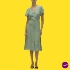Vestido camisero de viscosa para mujer VERO MODA, Josie SS hasta la pantorrilla, verde seto, UK M