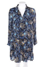 ESPRIT Camisa Vestido Flores Viscosa D 34 Azul Negro NUEVO